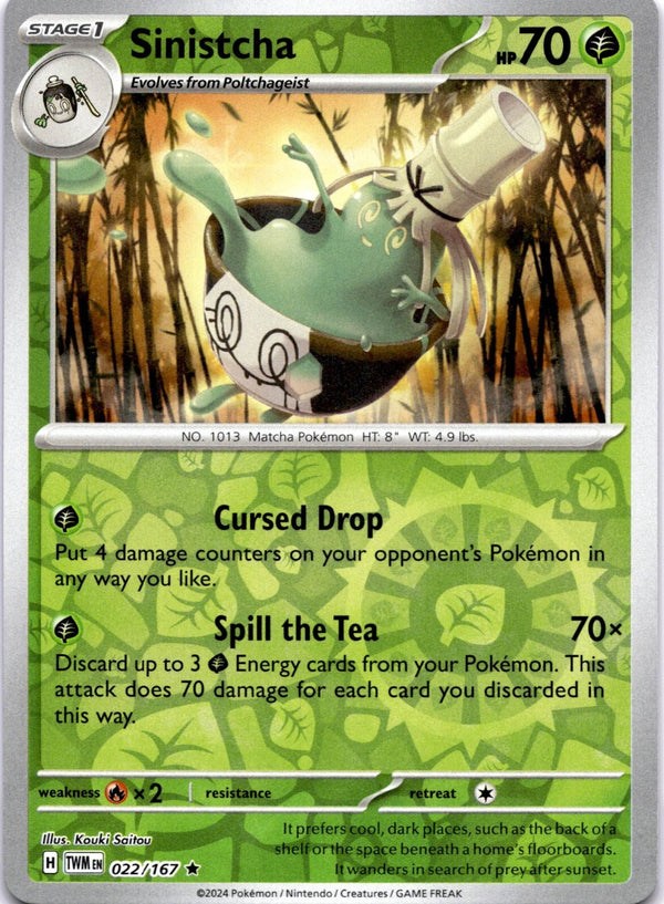 Pokemon Sinistcha 022/167 Twilight Masquerade Reverse Holo NM