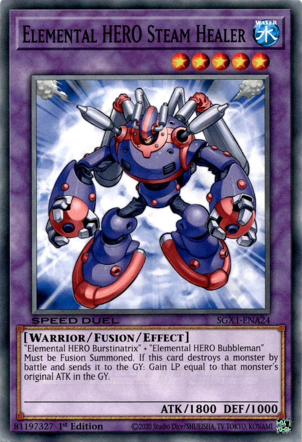 Yugioh Elemental Hero Steam Healer SGX1-ENA24 Speed Duel Common 1st Edition NM