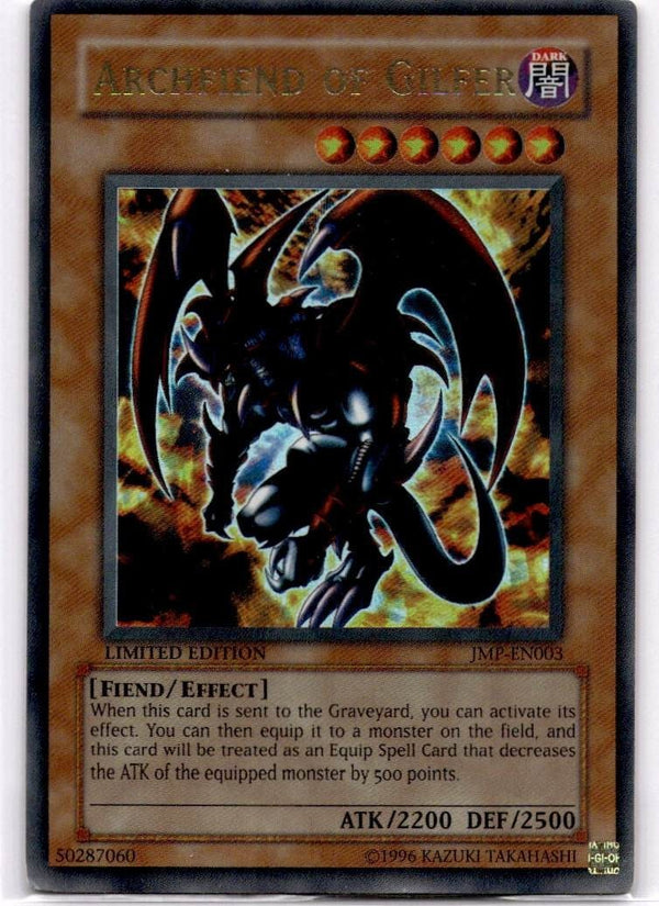 Yugioh Archfiend of Gilfer JMP-EN003 Ultra Rare Limited Edition HP (CREASE)