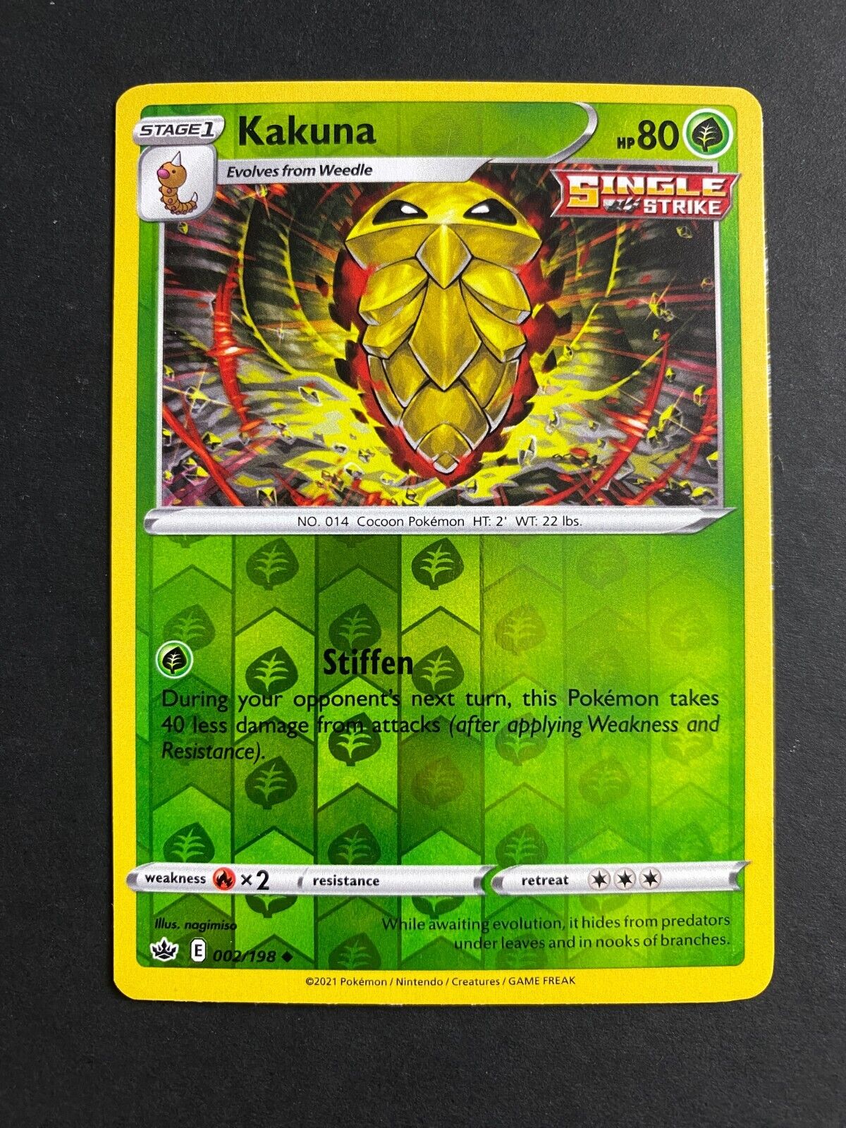 Pokemon Kakuna 002/198 Chilling Reign Reverse Holo NM