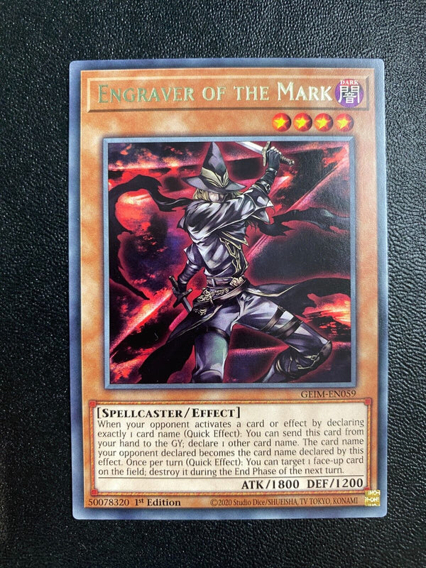 Yugioh Engraver of the Mark GEIM-EN059 Rare 1st Edition NM