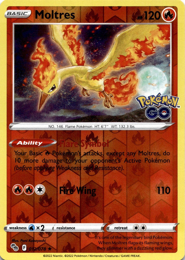 Pokemon Moltres 012/078 Pokemon Go Reverse Holo NM