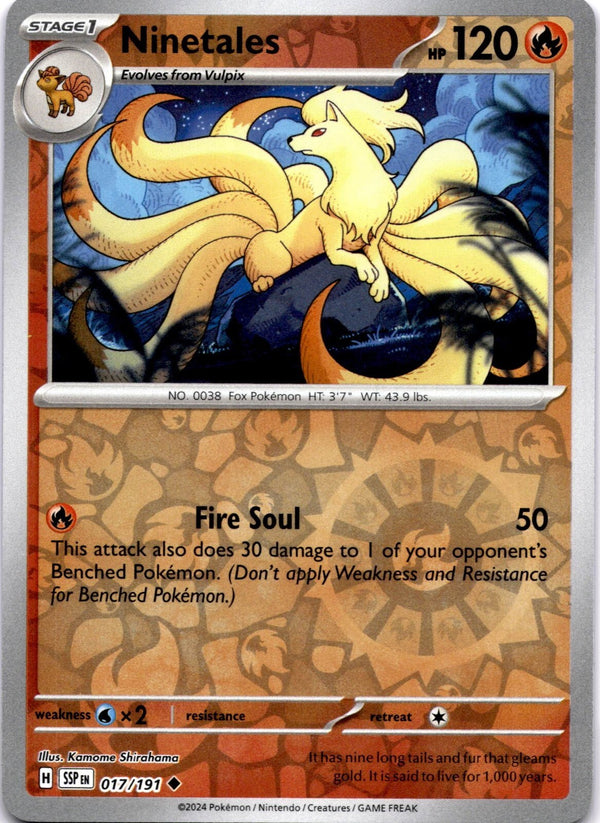 Pokemon Ninetales 017/191 Surging Sparks Reverse Holo NM