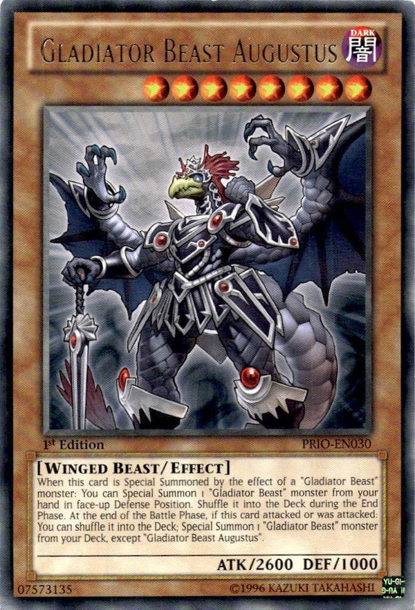 Yugioh Gladiator Beast Augustus PRIO-EN030 Rare 1st Edition MP/LP