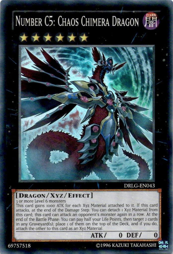 Yugioh Number C5: Chaos Chimera Dragon DRLG-EN043 Super Rare 1st/unlim Ed NM