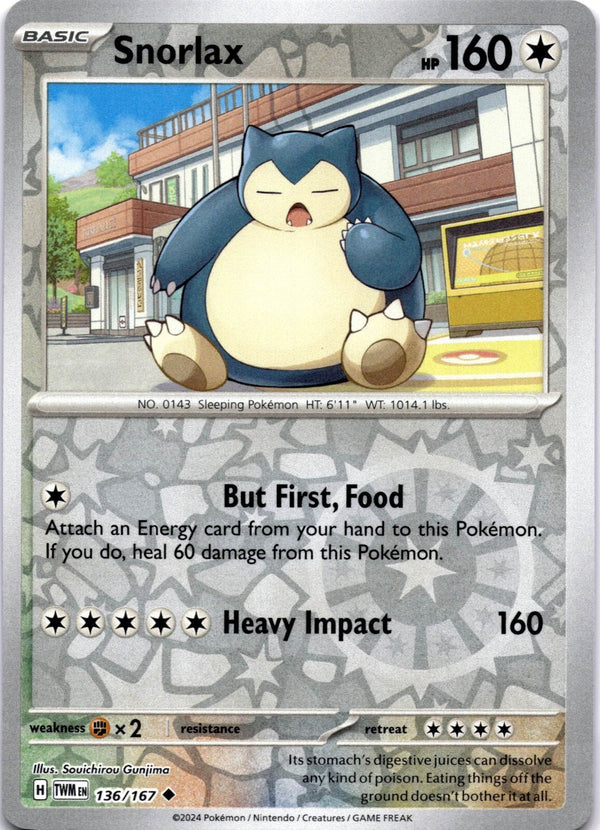 Pokemon Snorlax 136/167 Twilight Masquerade Reverse Holo NM