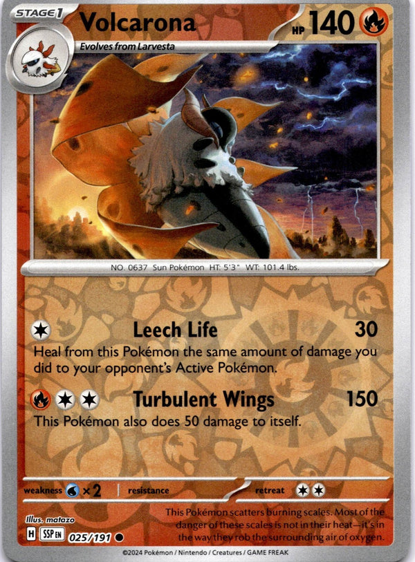 Pokemon Volcarona 025/191 Surging Sparks Reverse Holo NM