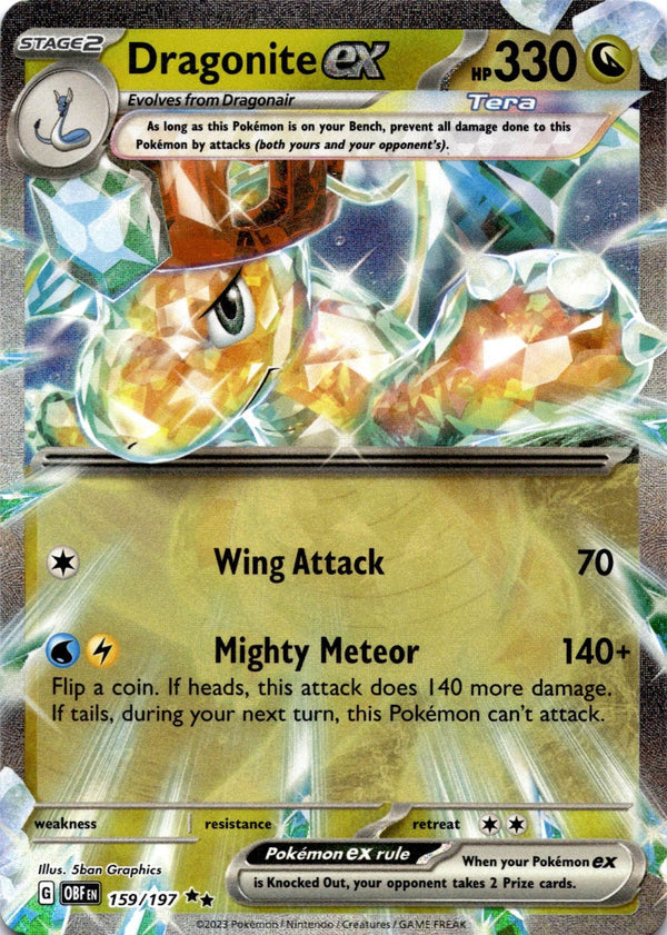 Pokemon Dragonite EX 159/197 Obsidian Flames Full Art Holo NM