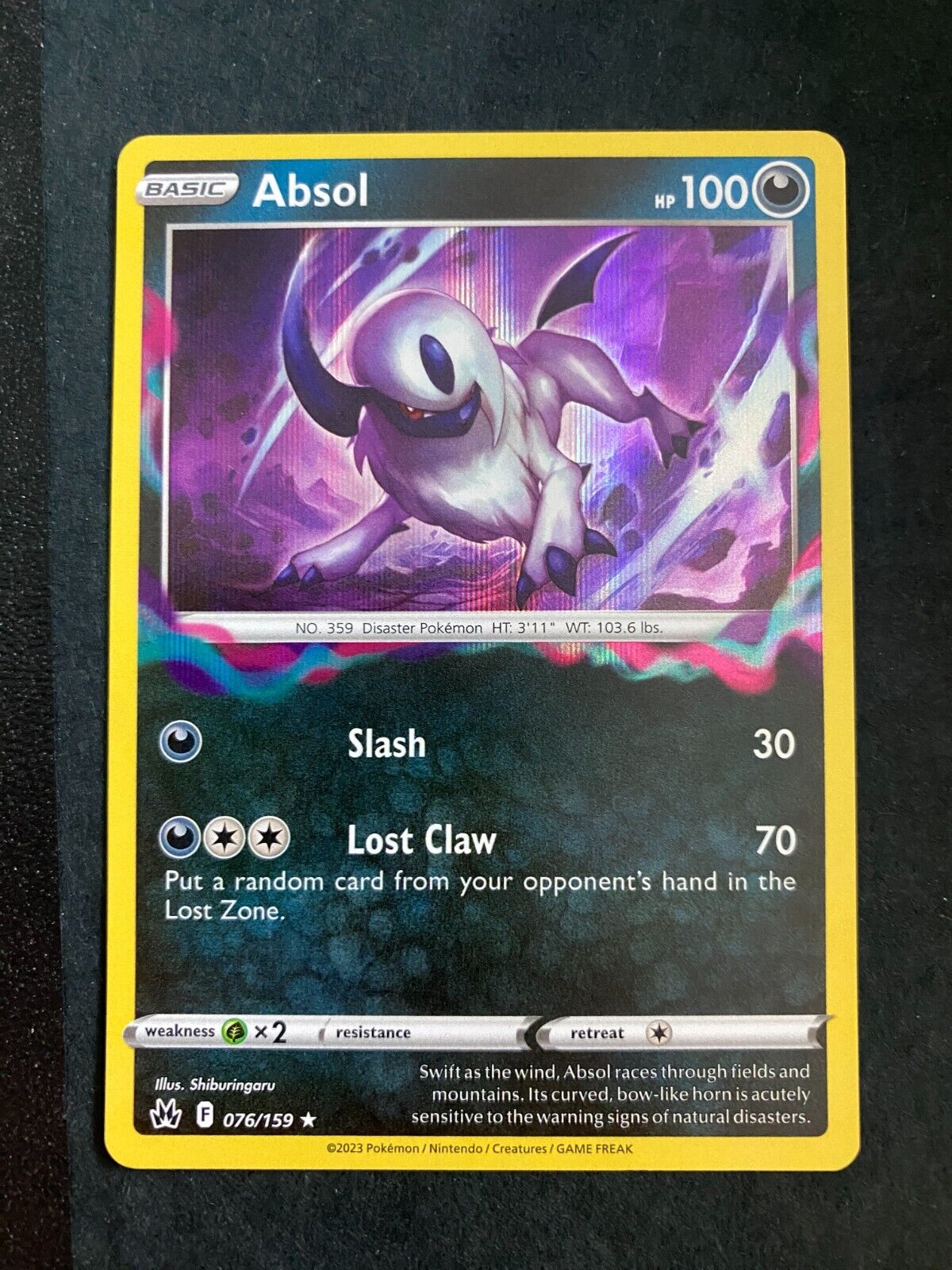 Pokemon Absol 076/159 Crown Zenith Holo NM