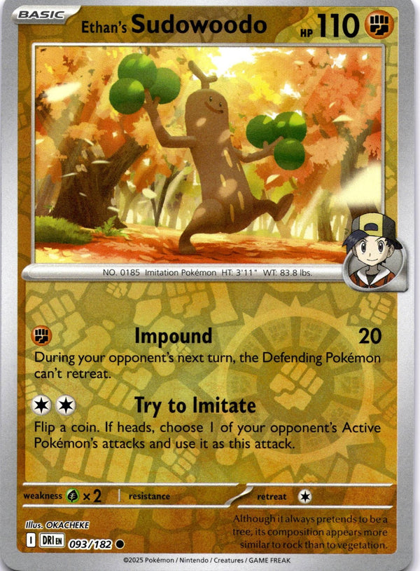 Pokemon Ethan's Sudowoodo 093/182 Destined Rivals Reverse Holo NM
