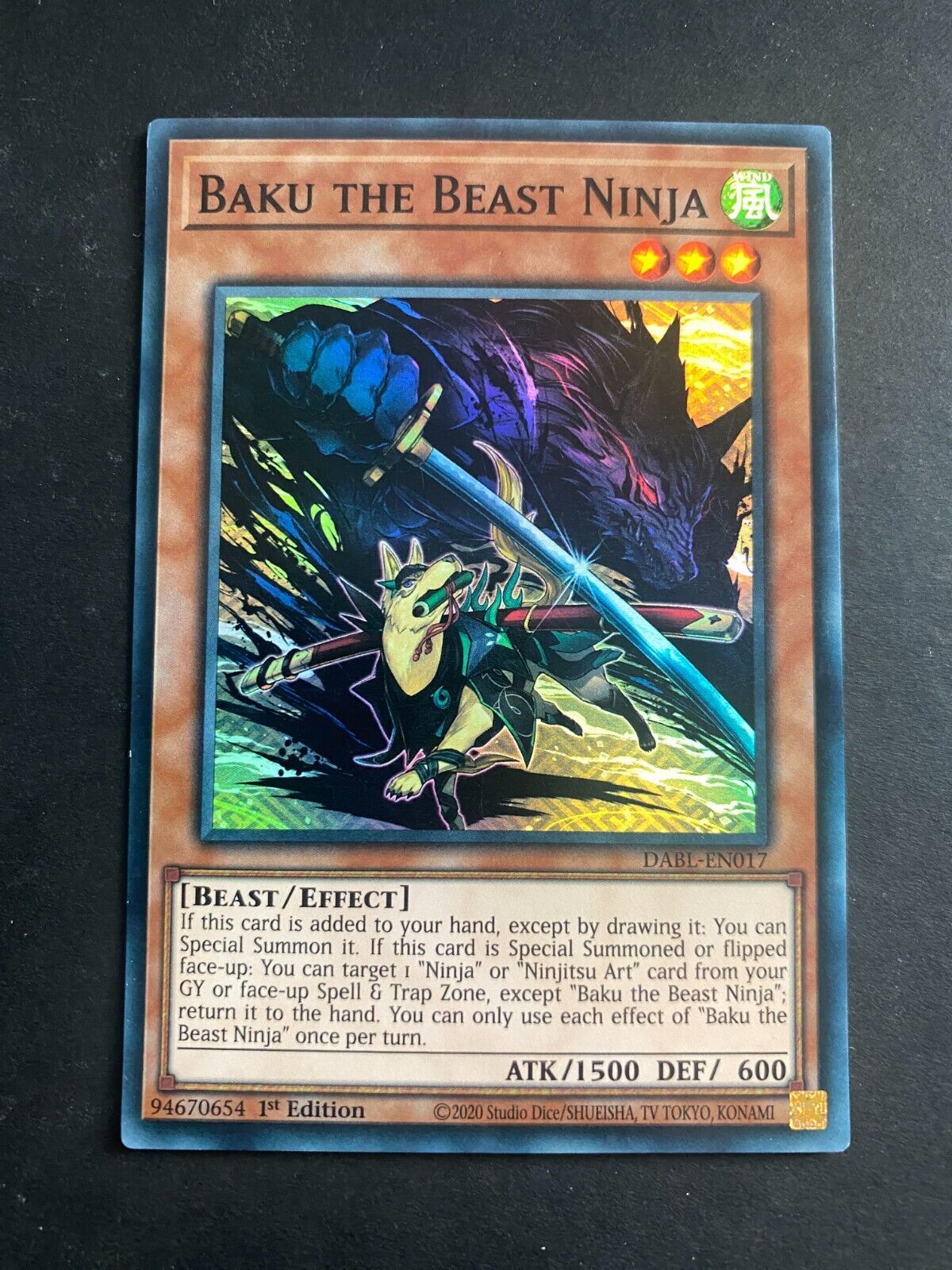 Yugioh Baku the Beast Ninja DABL-EN017 Super Rare 1st Edition LP