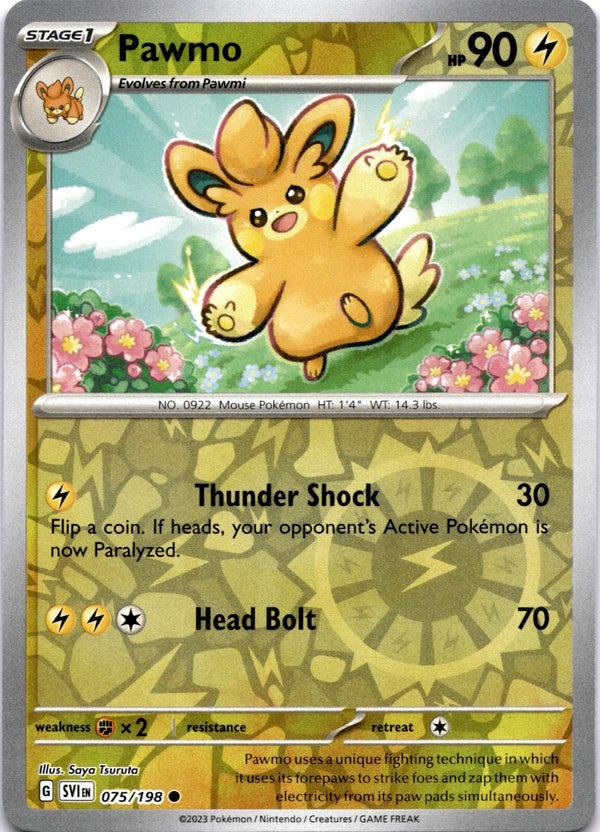 Pokemon Pawmo 075/198 Scarlet Violet Base Rev Holo VLP/NM