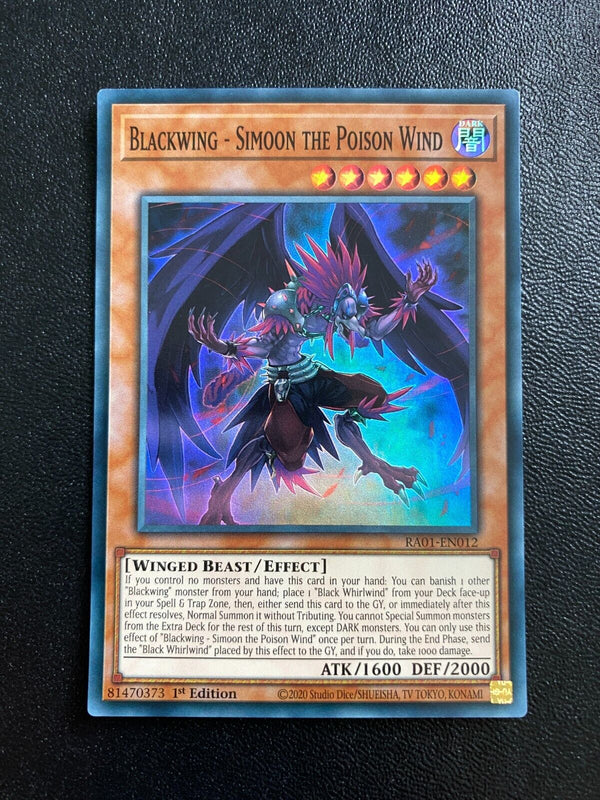 Yugioh Blackwing - Simoon the Poison Wind RA01-EN012 Super Rare 1st Edition NM