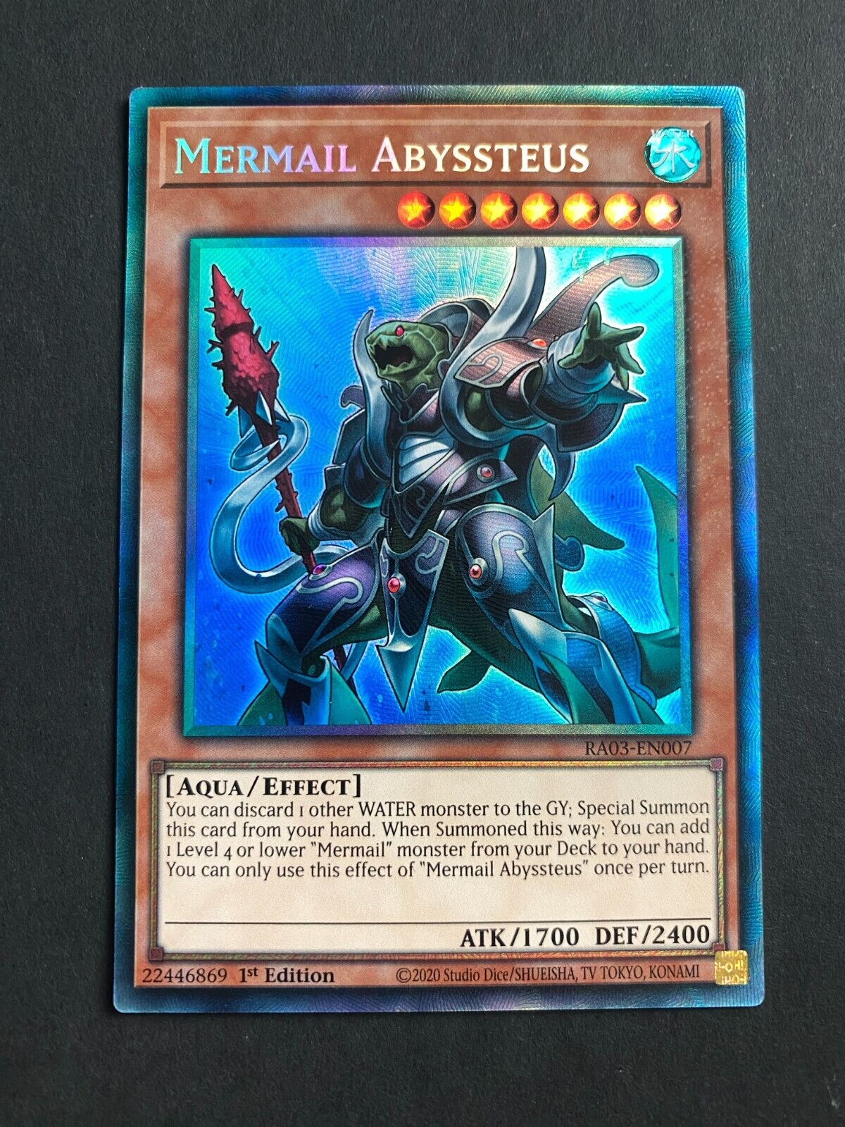 Yugioh Mermail Abyssteus RA03-EN007 Prismatic Collector’s Rare 1st Edition NM