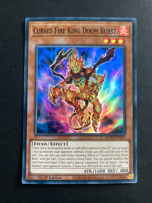 Yugioh Cursed Fire King Doom Burst ROTA-EN099 Super Rare 1st Edition NM