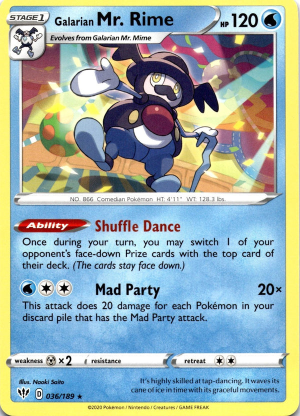 Pokemon Galarian Mr Rime 036/189 Darkness Ablaze Non Holo NM