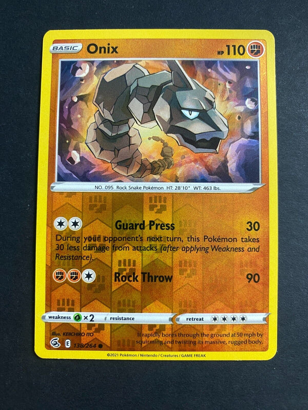 Pokemon Onix 138/264 Fusion Strike Reverse Holo NM