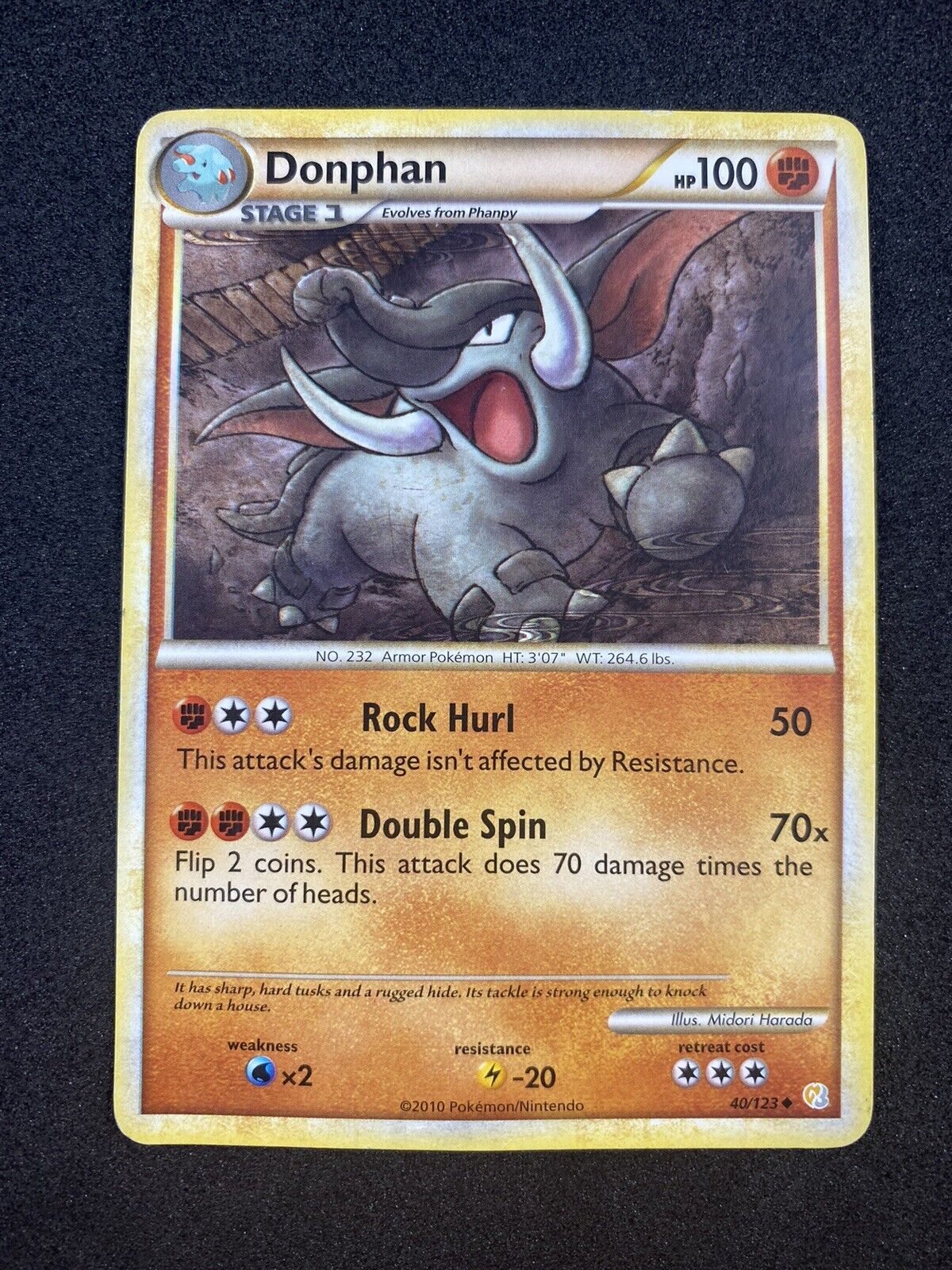 Pokemon Donphan 40/123 2010 HeartGold & SoulSilver Uncommon VLP-NM