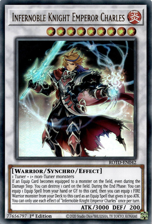 Yugioh Infernoble Knight Emperor Charles ROTD-EN042 Ultra Rare 1st Edition NM