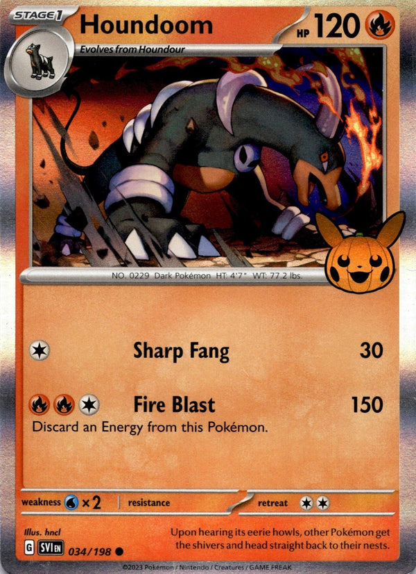 Pokemon Houndoom 034/198 Scarlet Violet Base Holo (Trick or Trade) NM