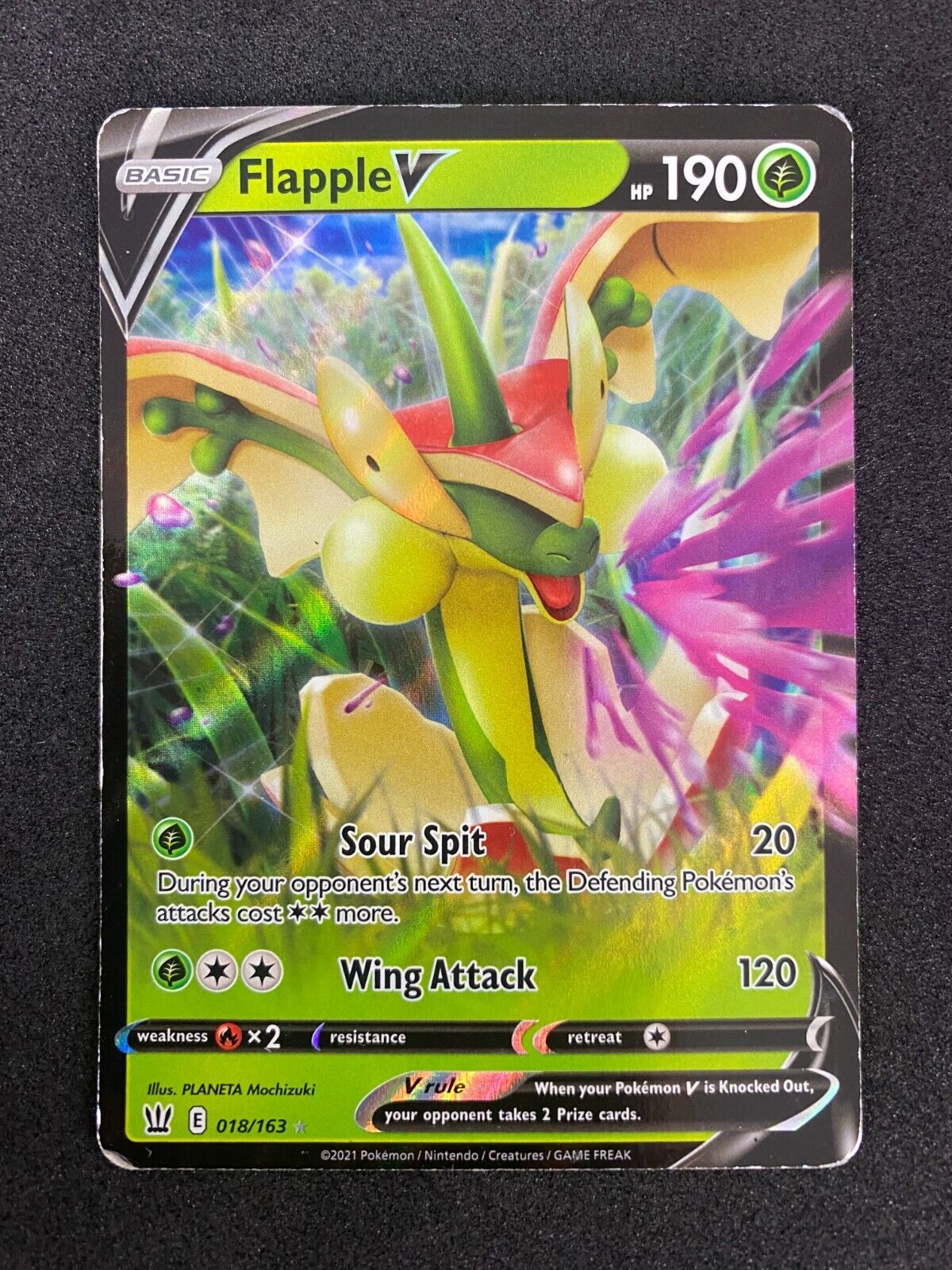 Pokemon Flapple V 018/163 Battle Styles Full Art Holo HP-MP