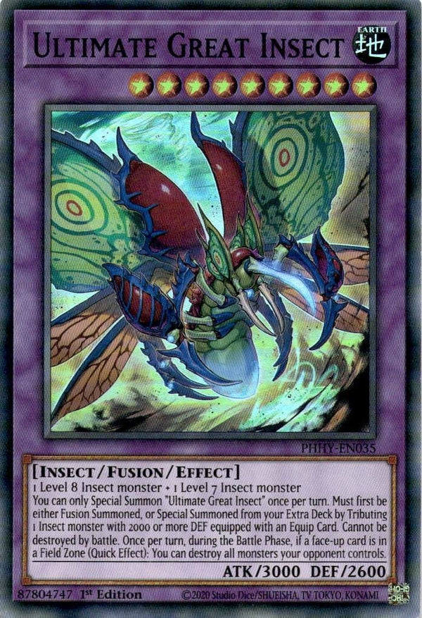 Yugioh Ultimate Great Insect PHHY-EN035 Super Rare 1st Edition VLP/NM