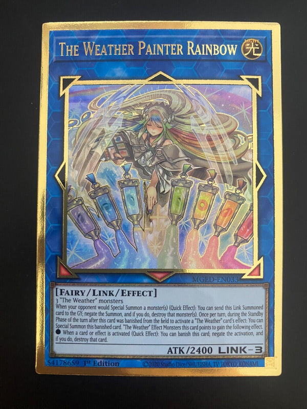 Yugioh The Weather Painter Rainbow MGED-EN033 1st Ed Premium Gold Rare NM/MINT