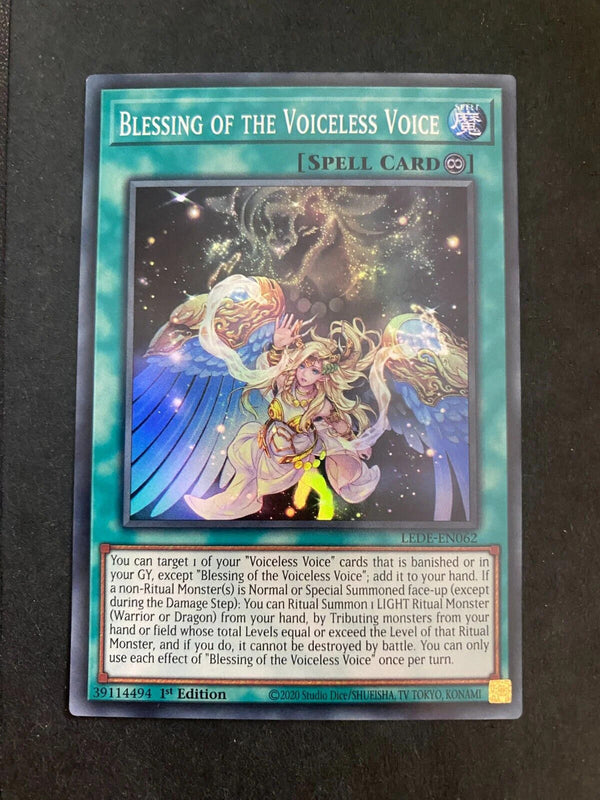 Yugioh Blessing of the Voiceless Voice LEDE-EN062 Super Rare 1st Edition NM
