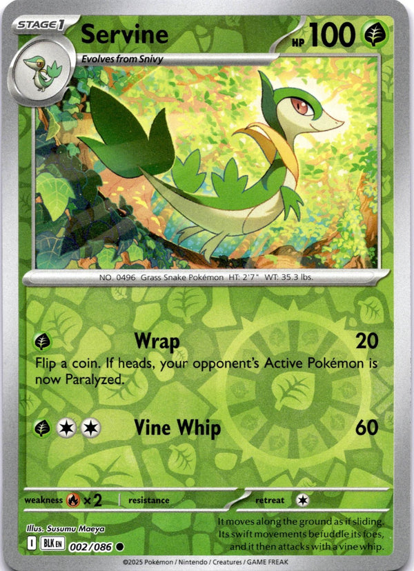 Pokemon Servine 002/086 Black Bolt Reverse Holo NM
