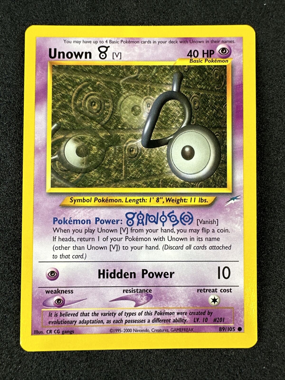 Pokemon Unown V 89/105 Neo Destiny Common NM