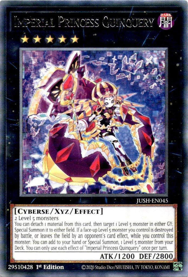 Yugioh Imperial Princess Quinquery JUSH-EN045 Rare 1st Edition NM