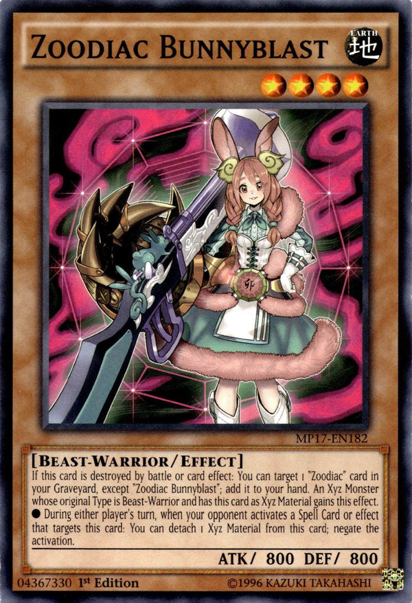 Yugioh Zoodiac Bunnyblast MP17-EN182 Common 1st Edition NM