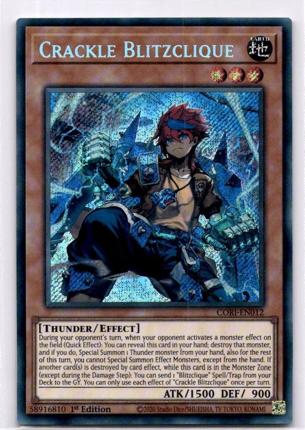 Yugioh Crackle Blitzclique CORI-EN012 Secret Rare 1st Edition NM