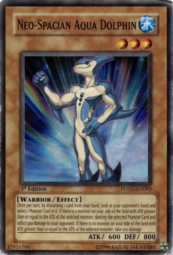 Yugioh Neo-Spacian Aqua Dolphin POTD-EN003 Super Rare 1st Edition DAMAGED/HP