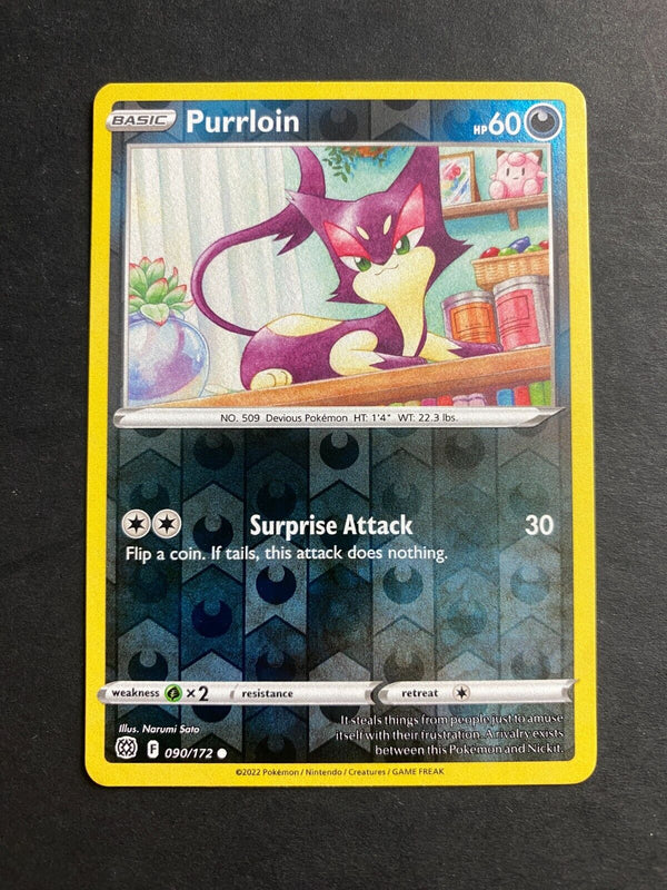 Pokemon Purrloin 090/172 Brilliant Stars Reverse Holo NM