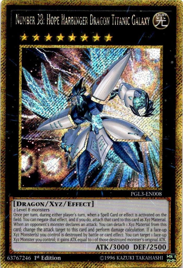 Yugioh Number 38: Hope Harbinger Dragon Titanic Galaxy PGL3-EN008 PGR VLP/NM
