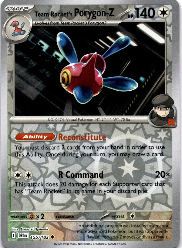 Pokemon Team Rocket's Porygon-Z 155/182 Destined Rivals Reverse Holo NM