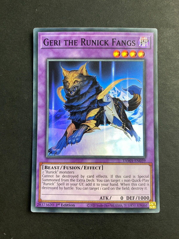 Yugioh Geri the Runick Fangs TAMA-EN039 Super Rare 1st Edition VLP/NM