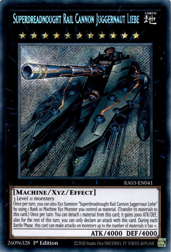 Yugioh Superdreadnought Rail Cannon Juggernaut Liebe RA03-EN041 Secret Rare NM